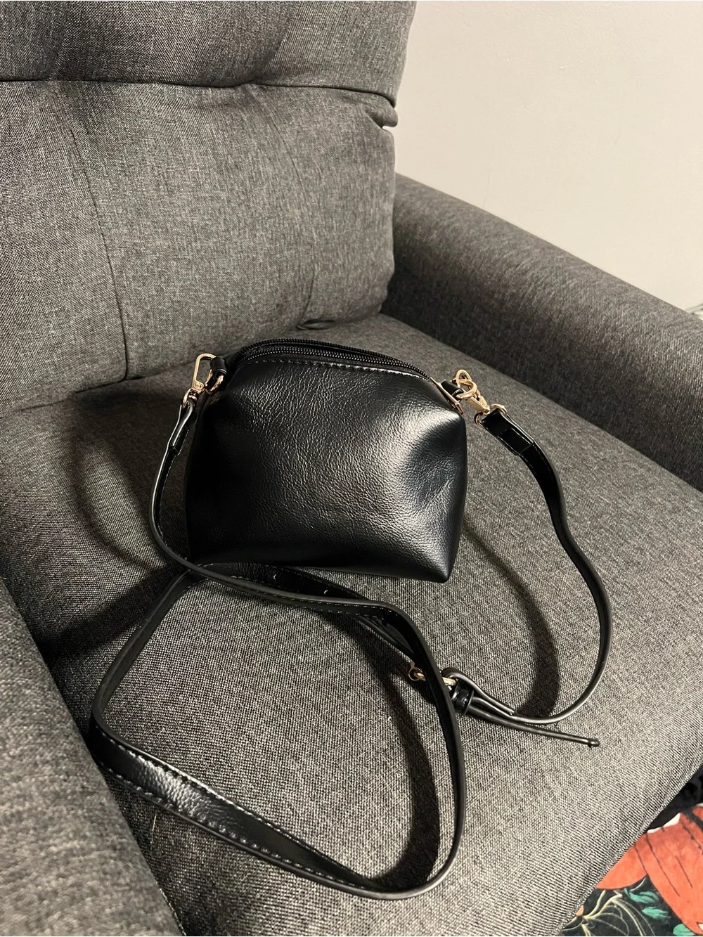 Anthropologie Black micro Crossbody with Gold Hardware